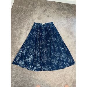 Women’s Jean Denim Floral Button Down Maxi Skirt 12